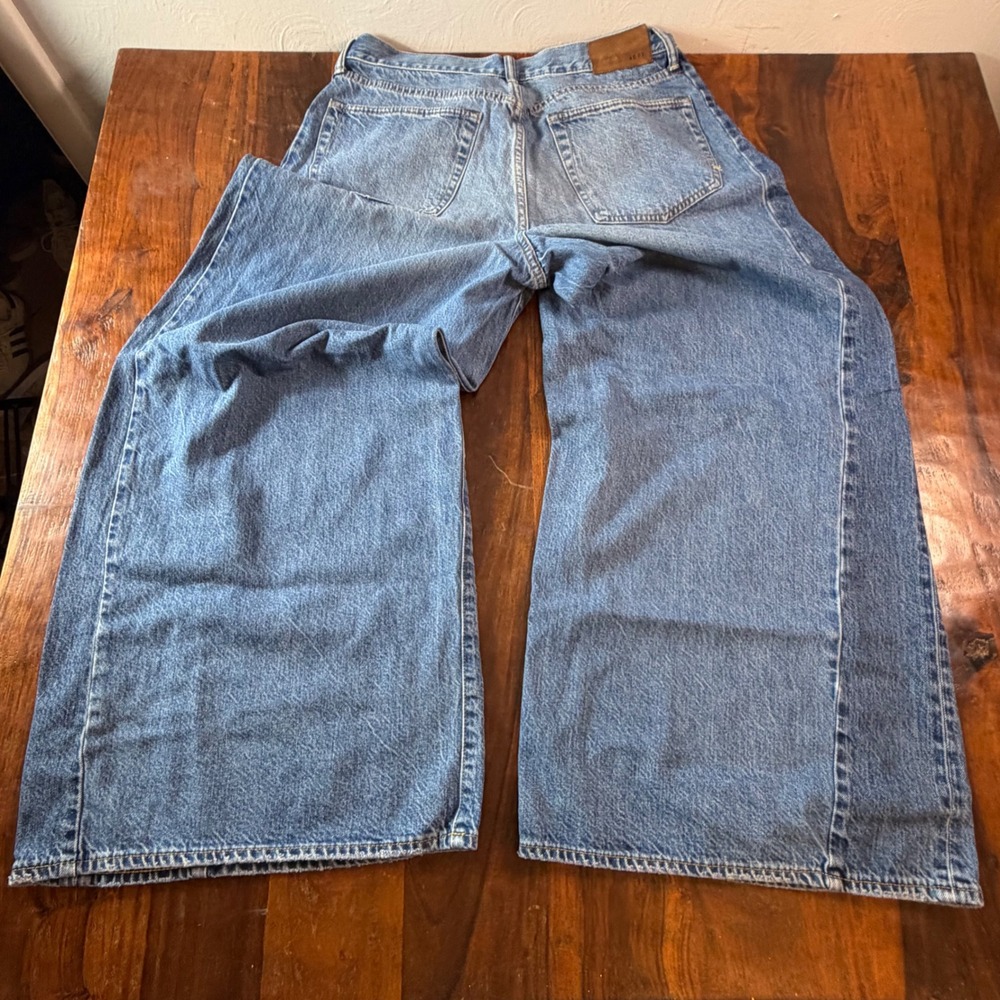 AE77 New York Wide Leg Light Wash Organic Cotton Jeans Size 28 Short - Picture 2 of 14